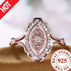 Elegant Rose Gold Sterling Silver Ring